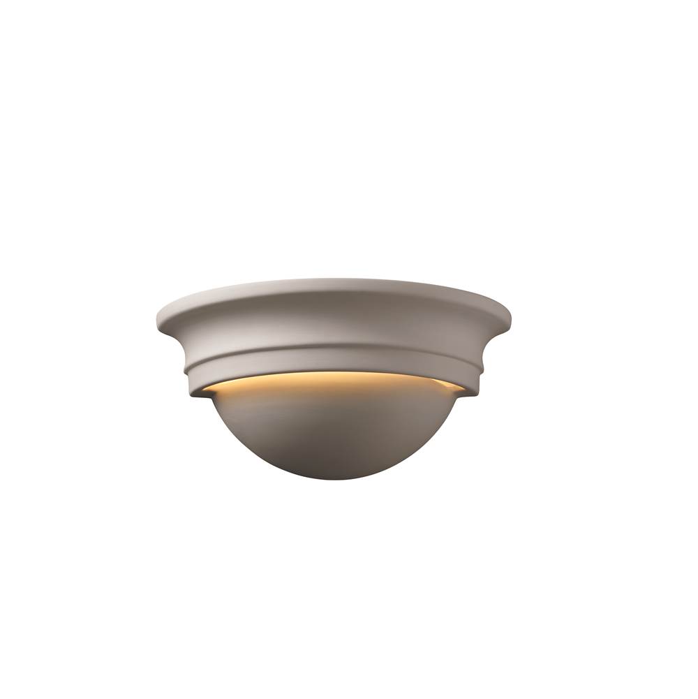 Justice Design Small Cyma Half-Round LED Wall Sconce in Matte White with Champagne Gold internal finish