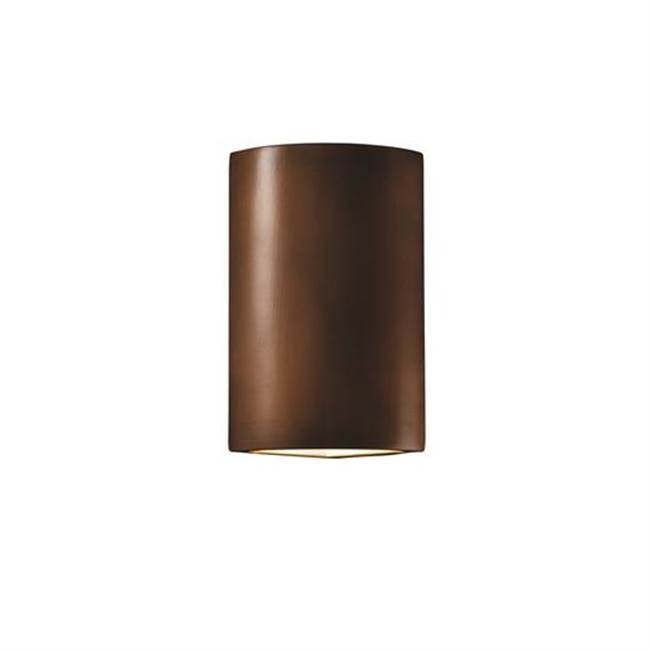Justice Design Cylinder LED Corner Sconce in Carbon Matte Black with Champagne Gold internal finish