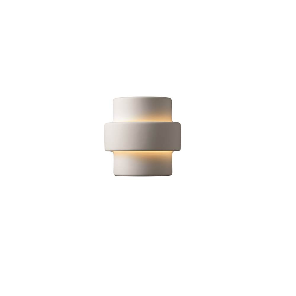 Justice Design Small Step LED Wall Sconce in Gloss Black with Matte White internal finish
