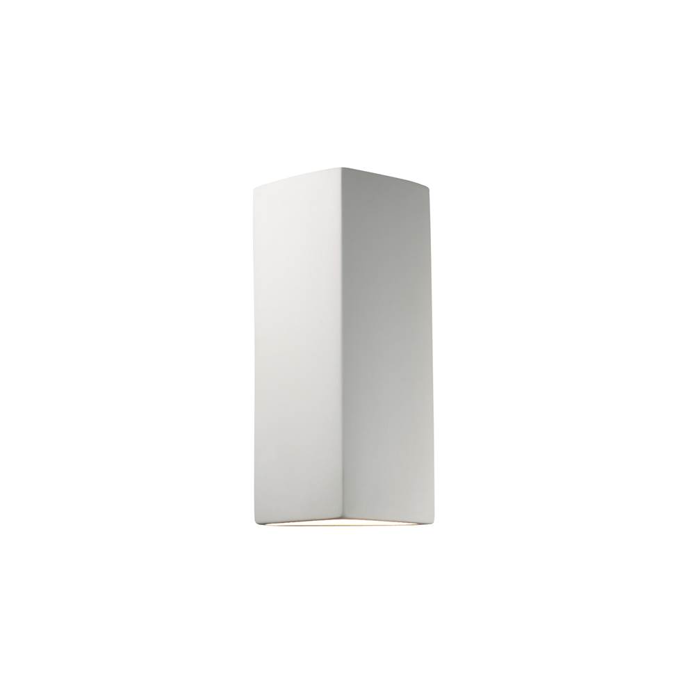 Justice Design ADA Peaked LED Rectangle in Matte White with Champagne Gold internal finish
