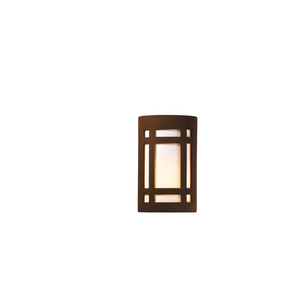 Justice Design Small ADA Craftsman Window - Closed Top (Outdoor) in Matte White with Champagne Gold internal finish