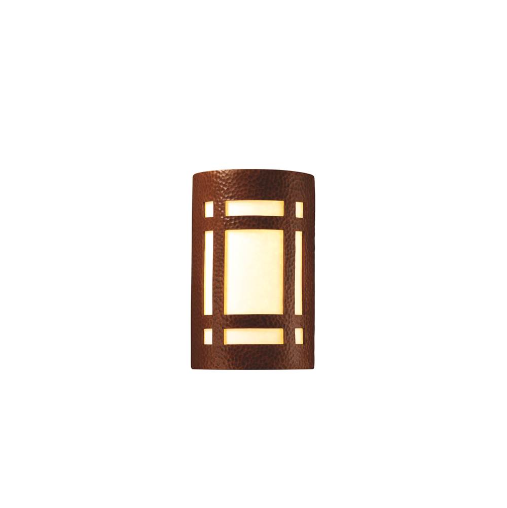 Justice Design Small ADA LED Craftsman Window - Open Top and Bottom in Pewter Green