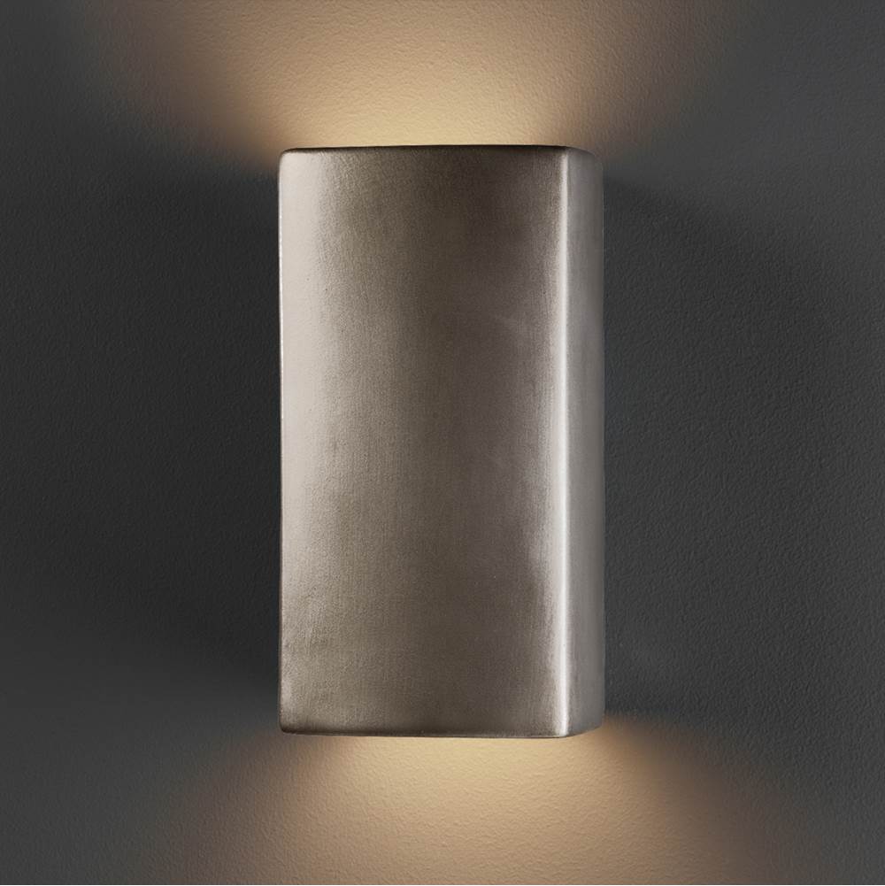 Justice Design Small ADA Outdoor LED Rectangle - Open Top and Bottom  in Hammered Brass