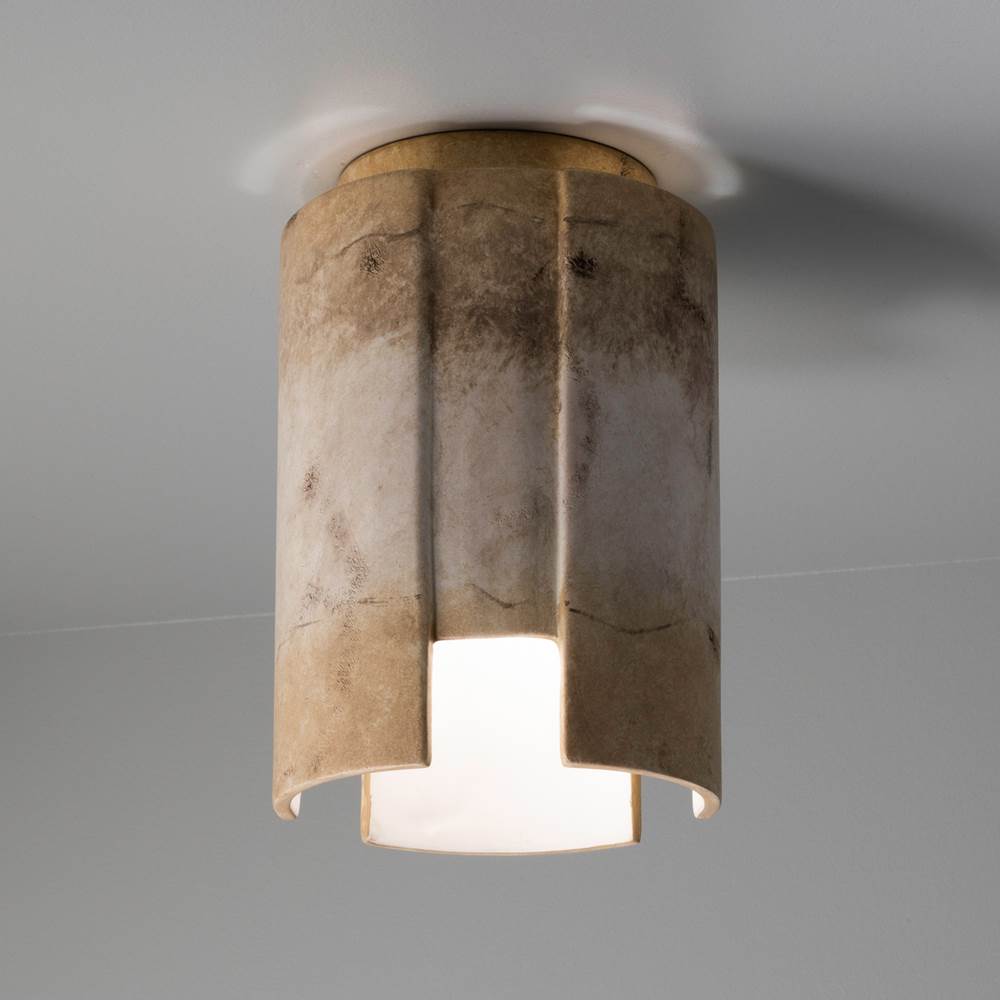 Justice Design Stagger Outdoor LED Flush-Mount in Greco Travertine