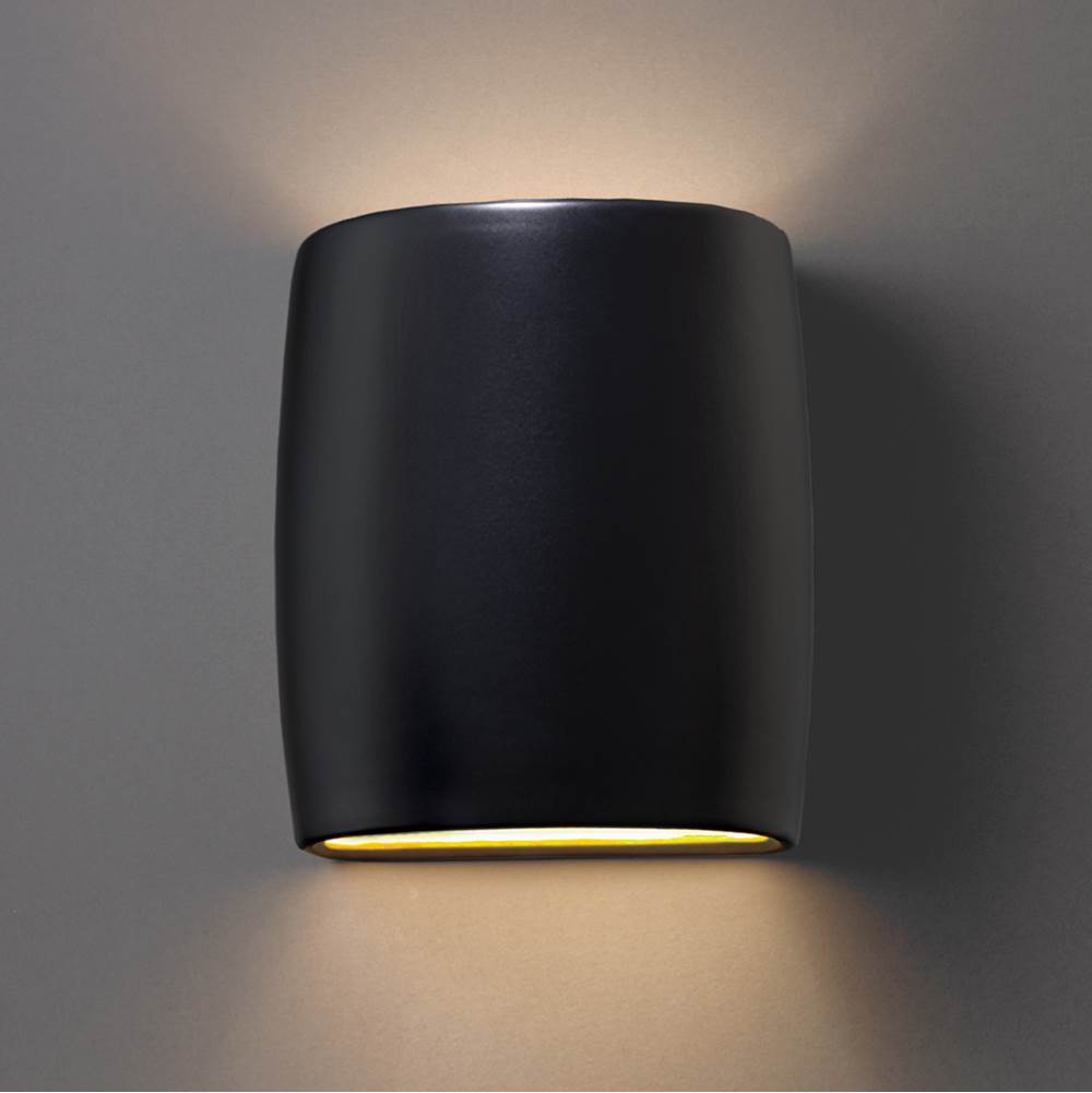 Justice Design Small Wide ADA Outdoor LED  Cylinder - Open Top and Bottom  in Hammered Brass