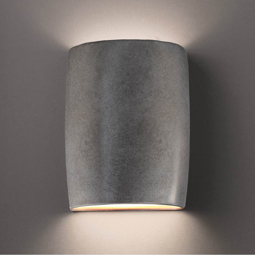 Justice Design Large Wide ADA Outdoor LED  Cylinder - Open Top and Bottom  in Hammered Brass