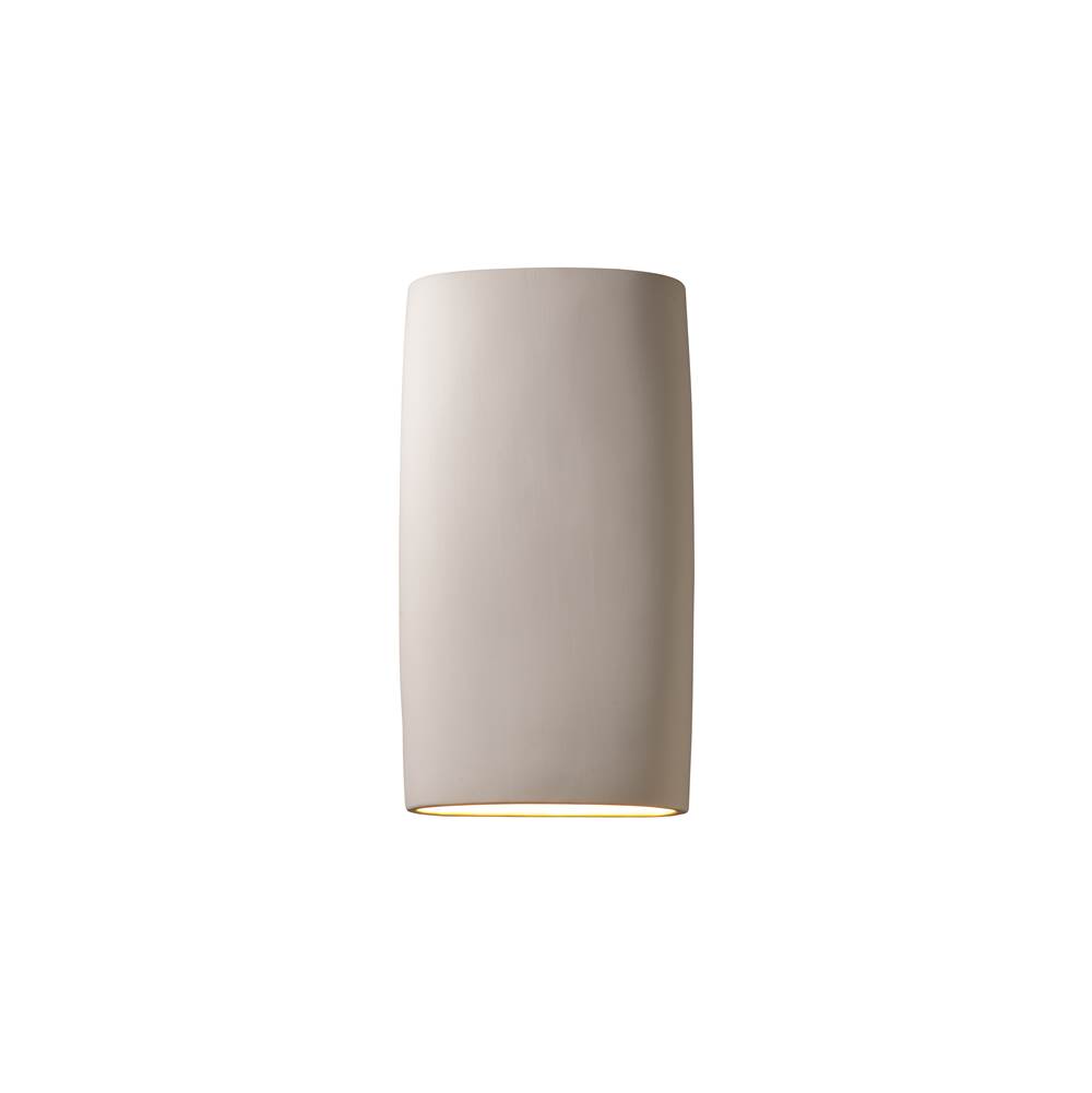 Justice Design Really Big ADA Wide LED Cylinder - Open Top and Bottom in Matte White with Champagne Gold internal finish