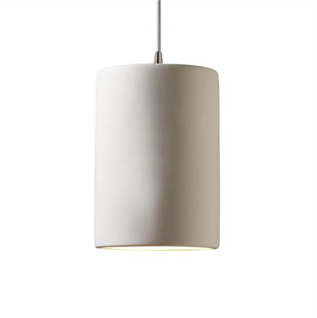 Justice Design Small Cylinder LED Pendant  in Antique Silver