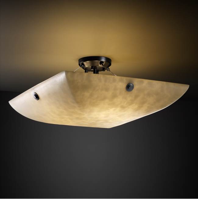 Justice Design 48'' LED Semi-Flush Bowl w/ Pair Cylindrical Finials