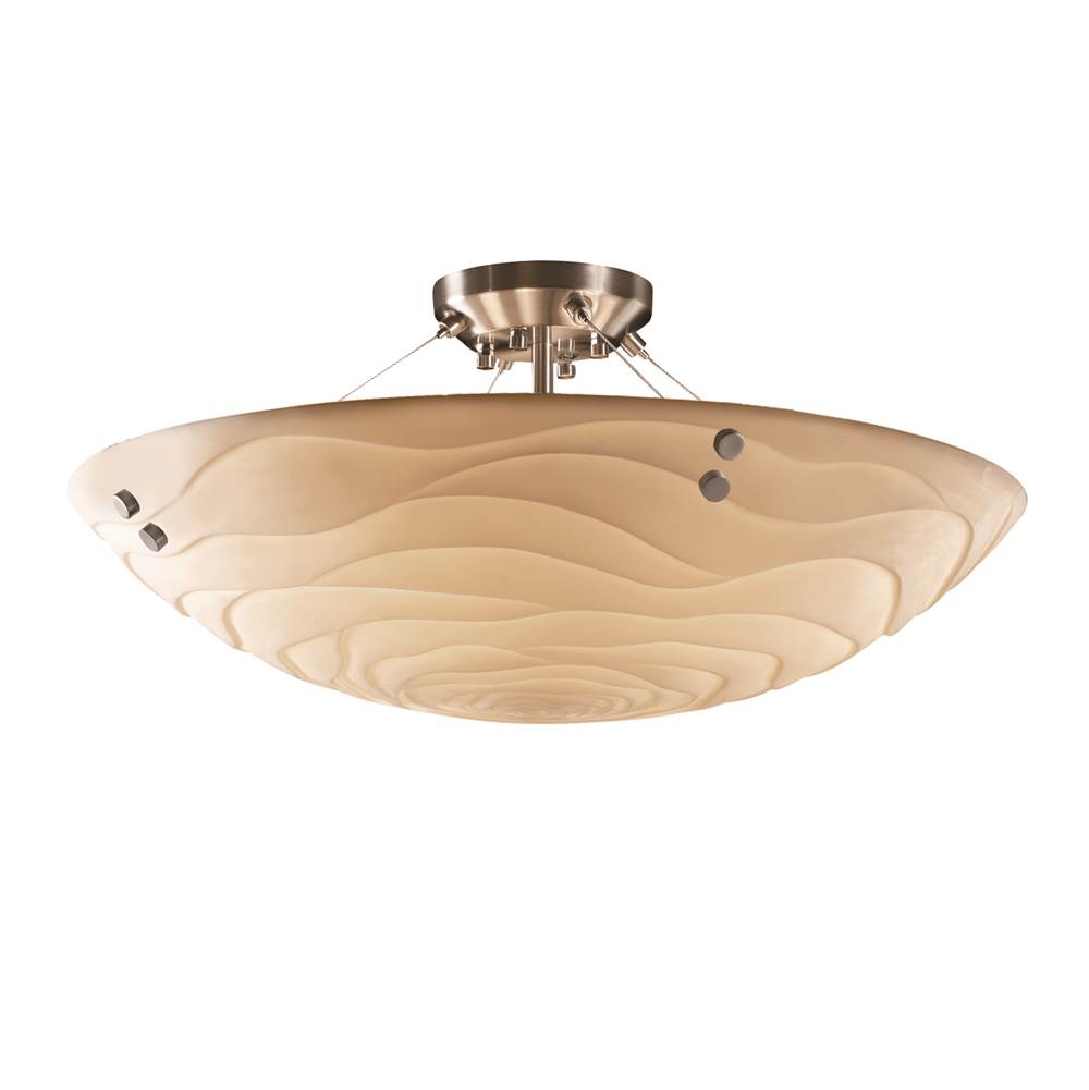 Justice Design 48'' LED Semi-Flush Bowl w/ PAIR CYLINDRICAL FINIALS