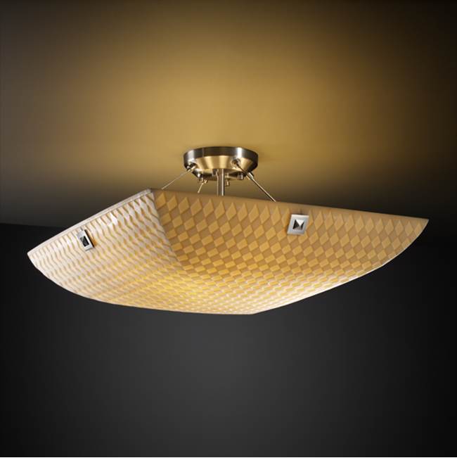 Justice Design 18'' LED Semi-Flush Bowl w/ PAIR CYLINDRICAL FINIALS