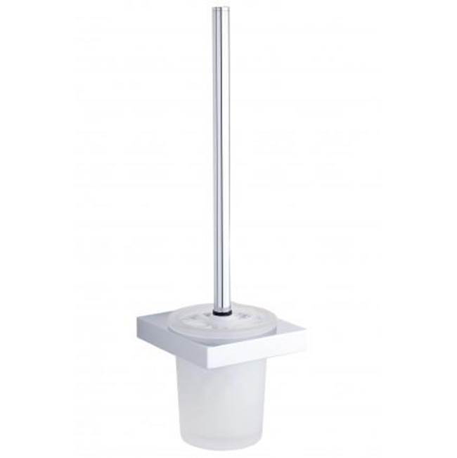 Kartners BERLIN - Wall Mounted Toilet Brush Set with Frosted Glass-Brushed Chrome