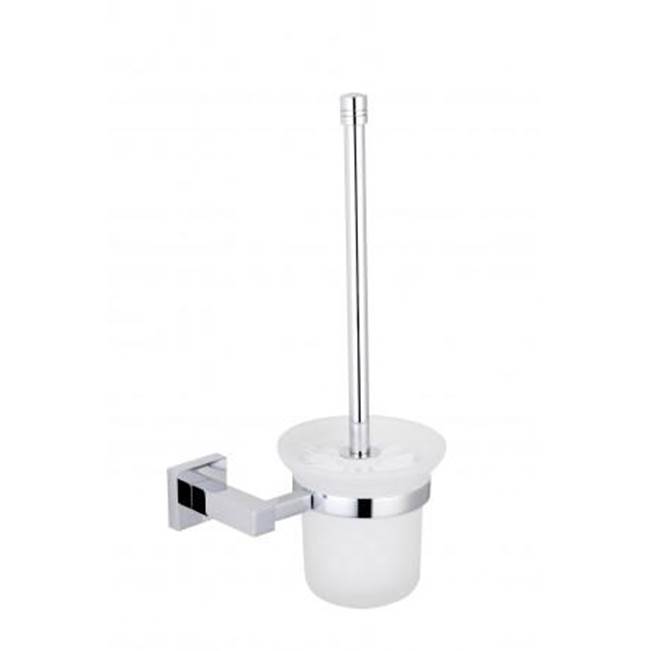 Kartners LONDON - Wall Mounted Toilet Brush Set with Frosted Glass-Polished Brass