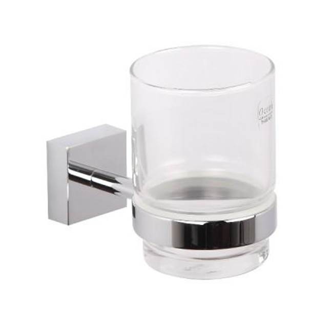 Kartners MADRID - Wall Mounted Bathroom Tumbler Cup & Toothbrush Holder with Frosted Glass-Polished Brass