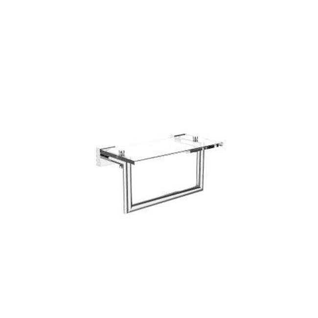 Kartners MADRID - 10-inch Glass Shelf  with Towel Rail-Brushed Bronze