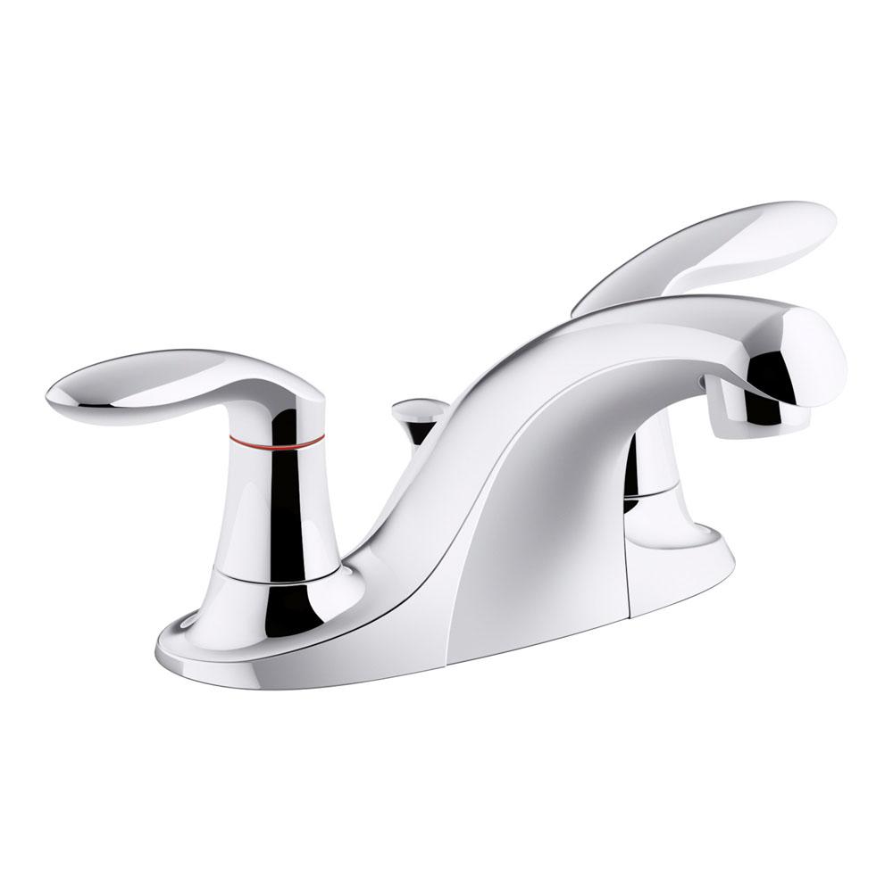 Kohler Coralais® two-handle centerset bathroom sink faucet with plastic pop-up drain and lift rod