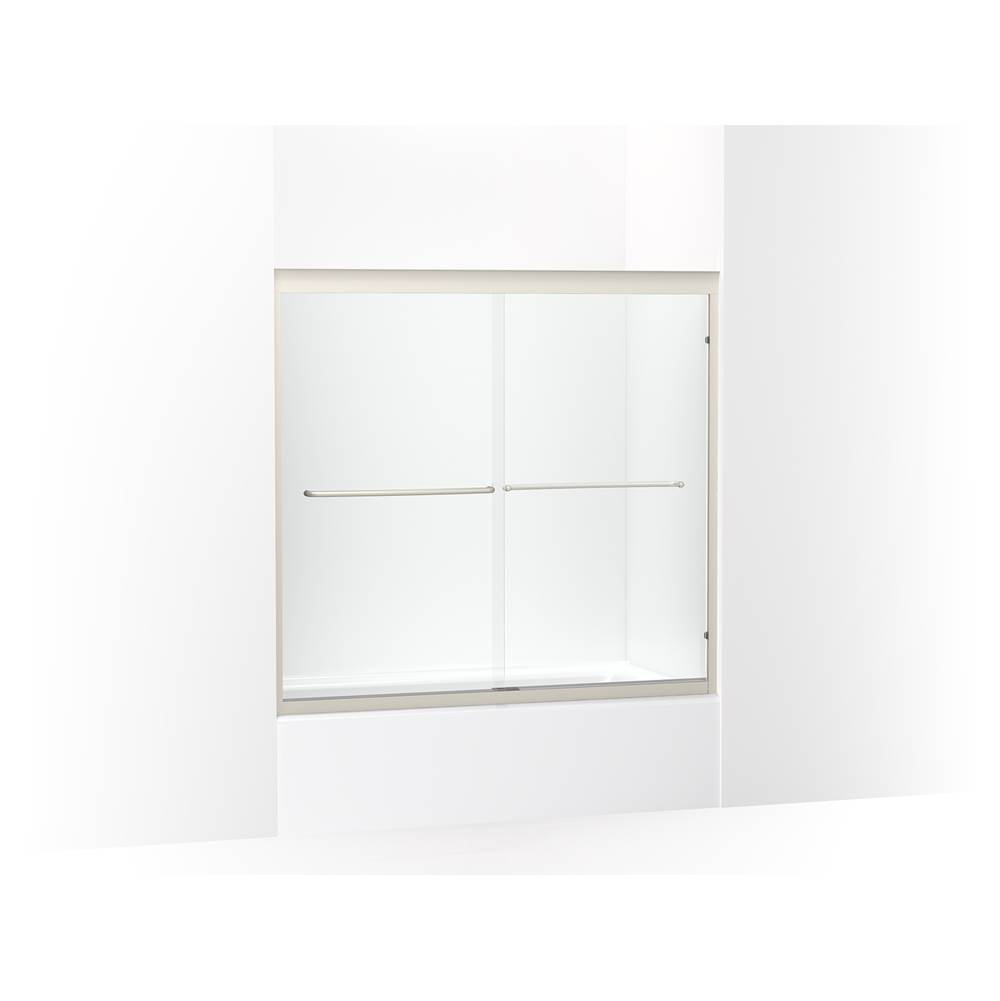 Kohler Fluence® 54-5/8 - 59-5/8'' W x 55-1/2'' H sliding bath door with 1/4'' thick Crystal Clear glass
