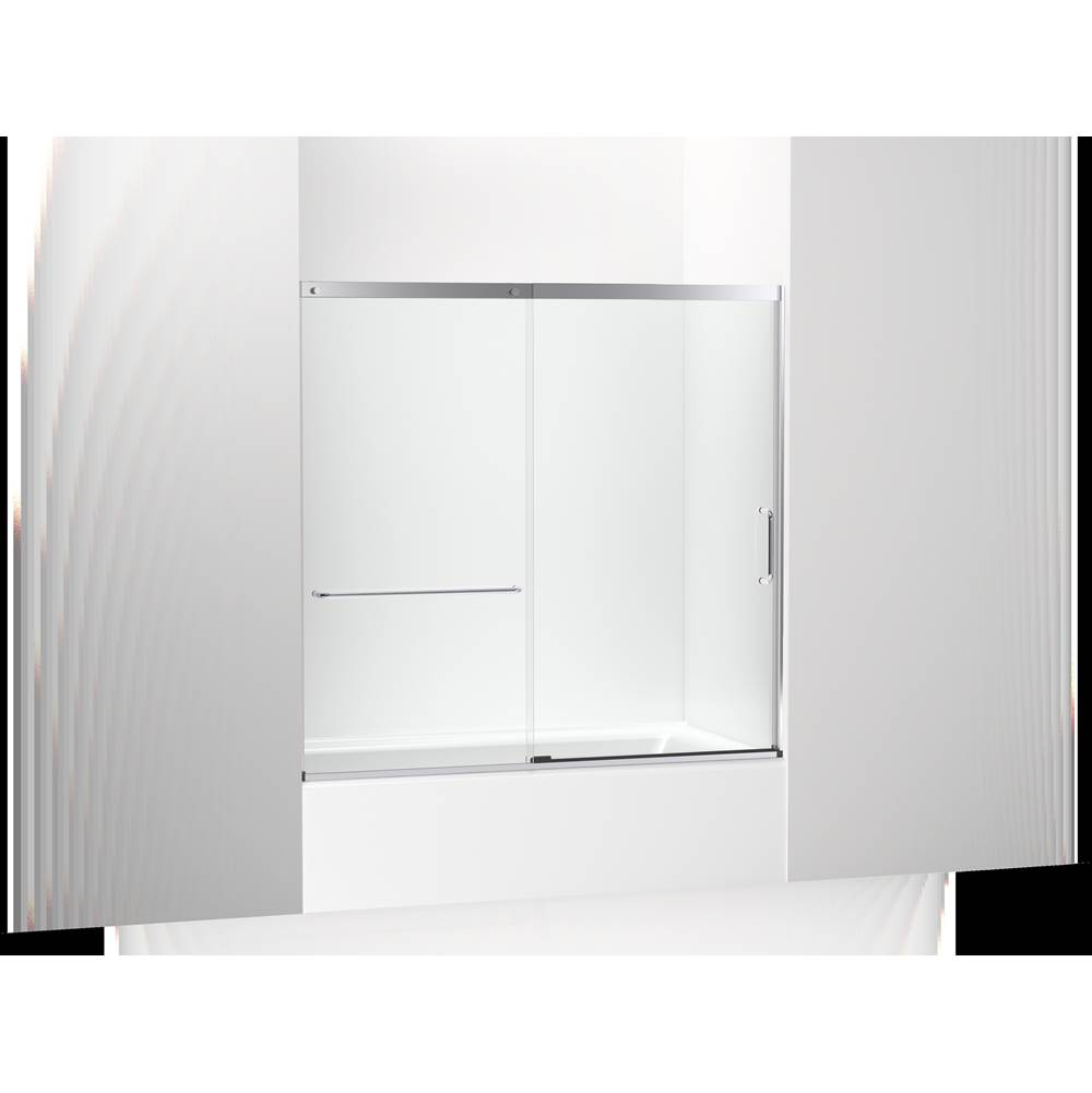 Kohler Elate™ Sliding bath door, 56-3/4'' H x 56-1/4 - 59-5/8'' W with heavy 5/16'' thick Crystal Clear glass