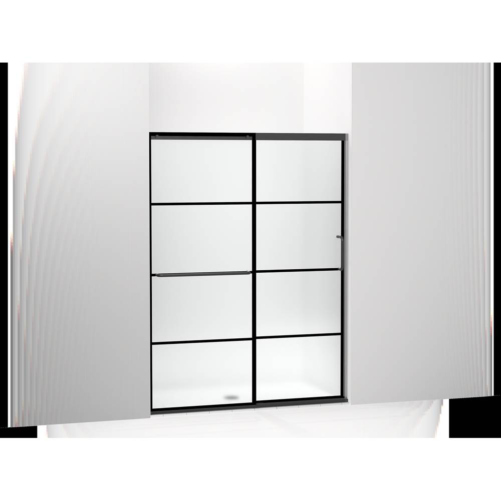 Kohler Elate™ Sliding shower door, 70-1/2'' H x 50-1/4 - 53-5/8'' W, with 1/4'' thick Frosted glass with rectangular grille pattern