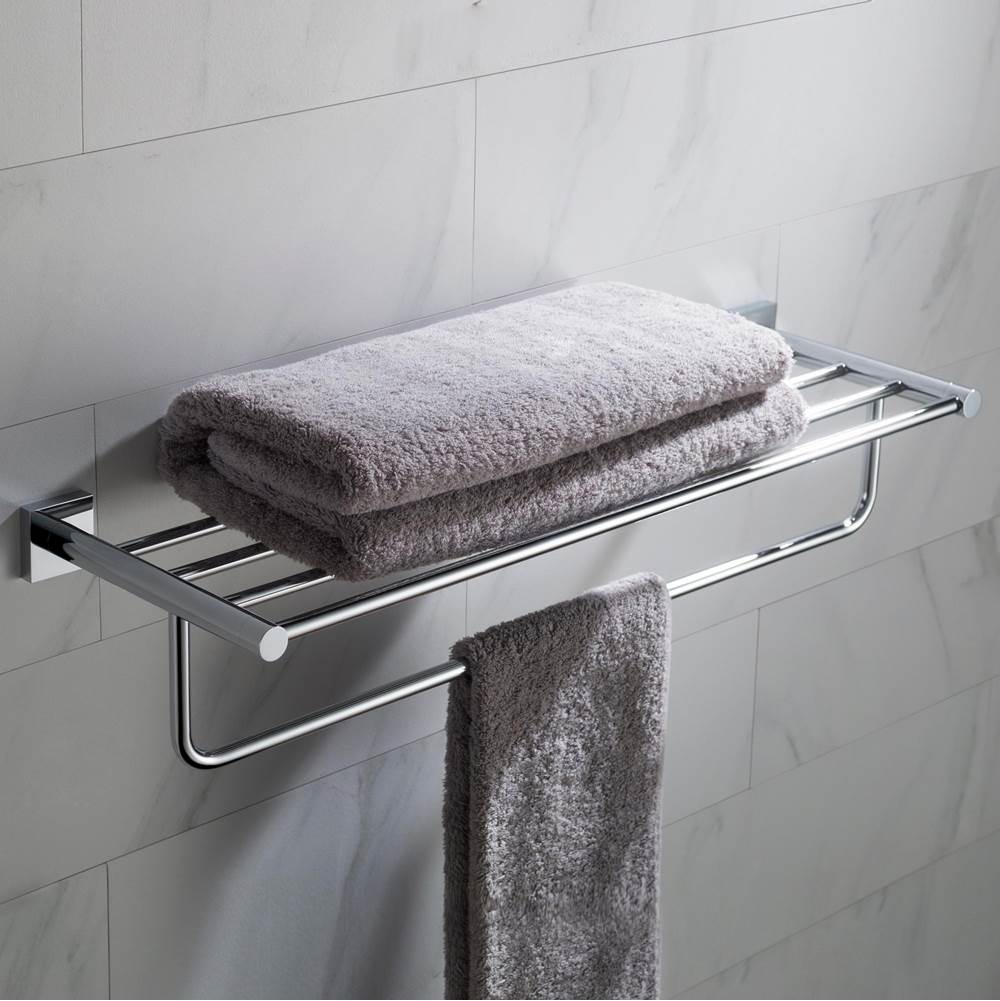 Kraus Ventus Bathroom Shelf with Towel Bar, Chrome Finish