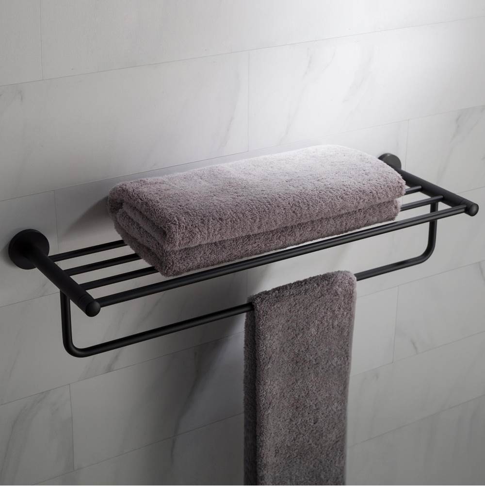 Kraus Elie Bathroom Shelf with Towel Bar, Matte Black Finish