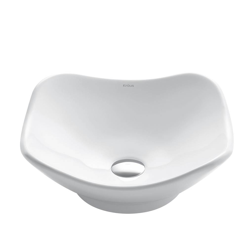 Kraus KRAUS Elavo Modern Art Vessel White Porcelain Ceramic Bathroom Sink, 15 1/2 inch