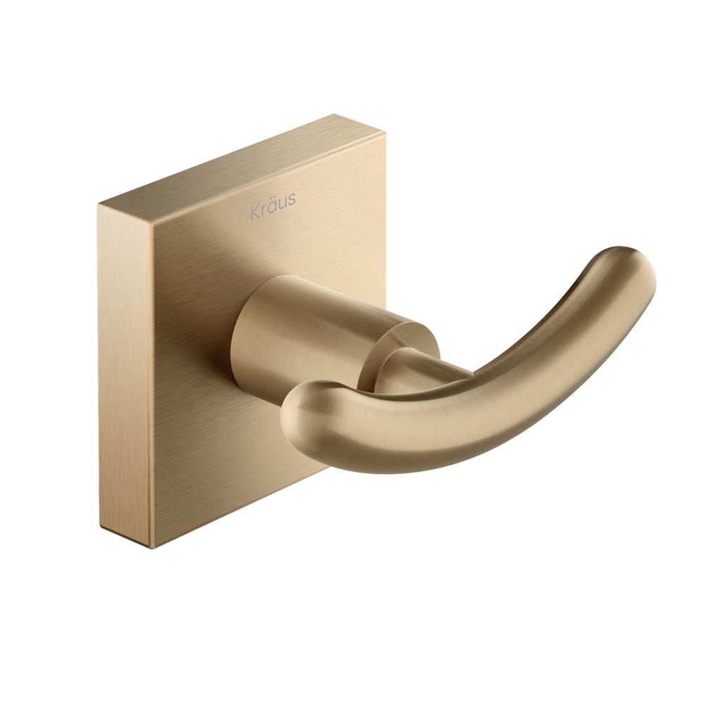 Kraus Ventus Bathroom Robe And Towel Double Hook, Brushed Gold Finish