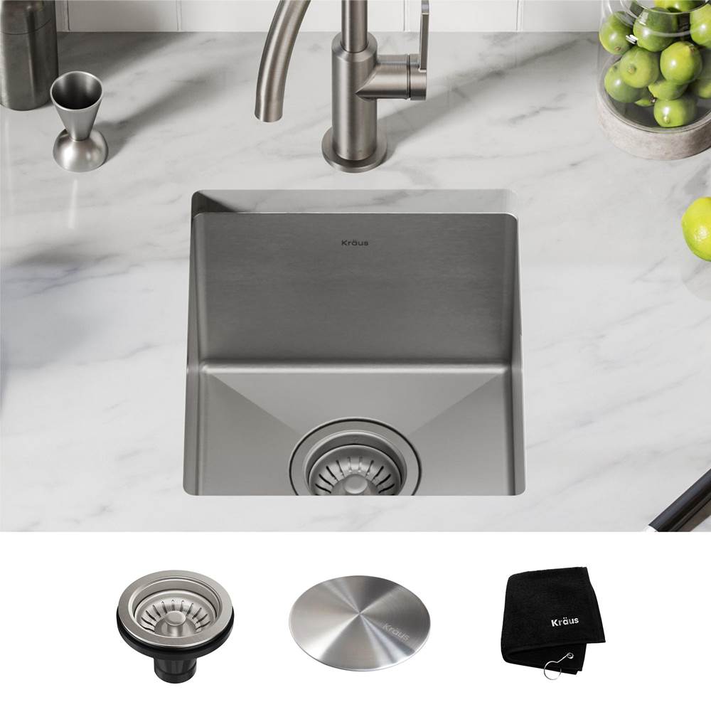 Kraus Standart PRO 13'' Undermount 16 Gauge Stainless Steel Single Bowl Bar Prep Kitchen Sink