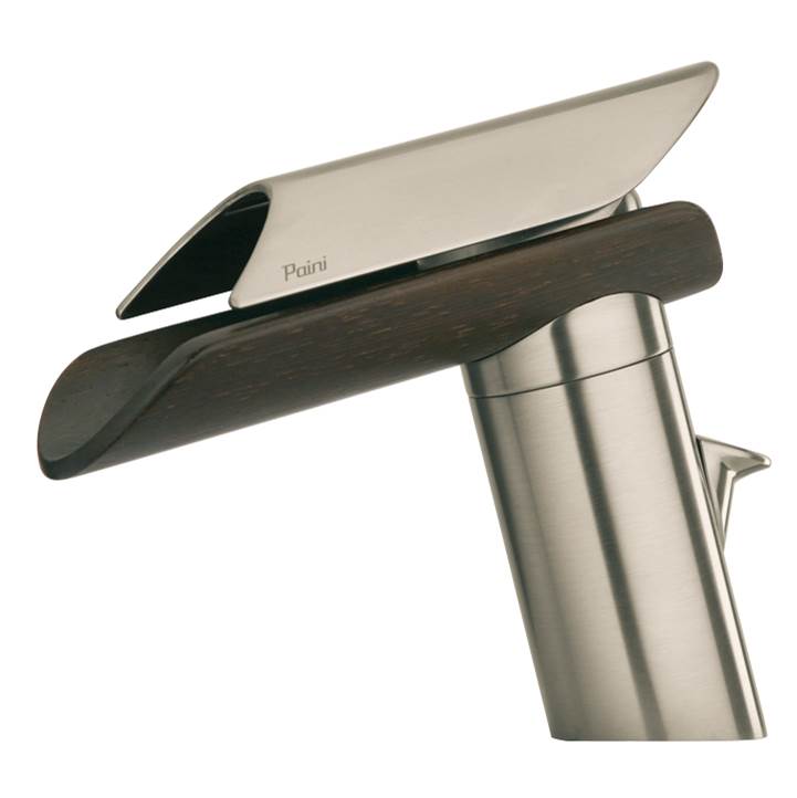 Latoscana Morgana Single Handle Lavatory Faucet With Wenge Spout In Brushed Nickel