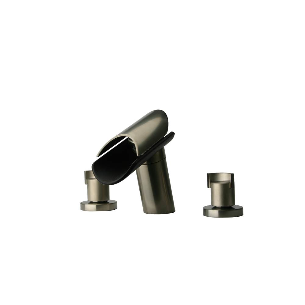 Latoscana Morgana Widespread Lavatory Faucet With Wenge Spout In Brushed Nickel