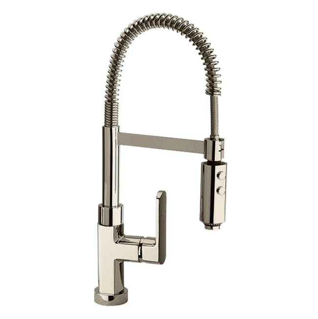 Latoscana Novello single handle kitchen faucet with spring spout in Brushed Nickel