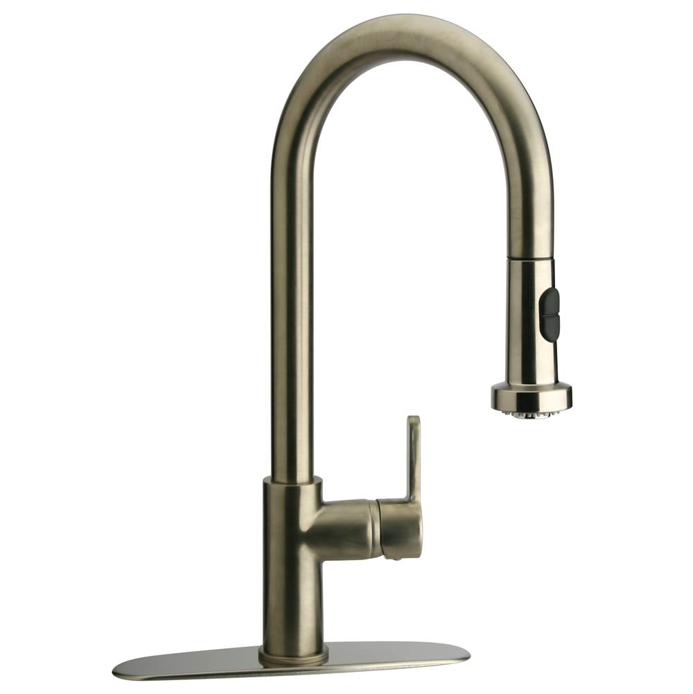 Latoscana Elix single handle pull-down spray kitchen faucet in Brushed Nicikel