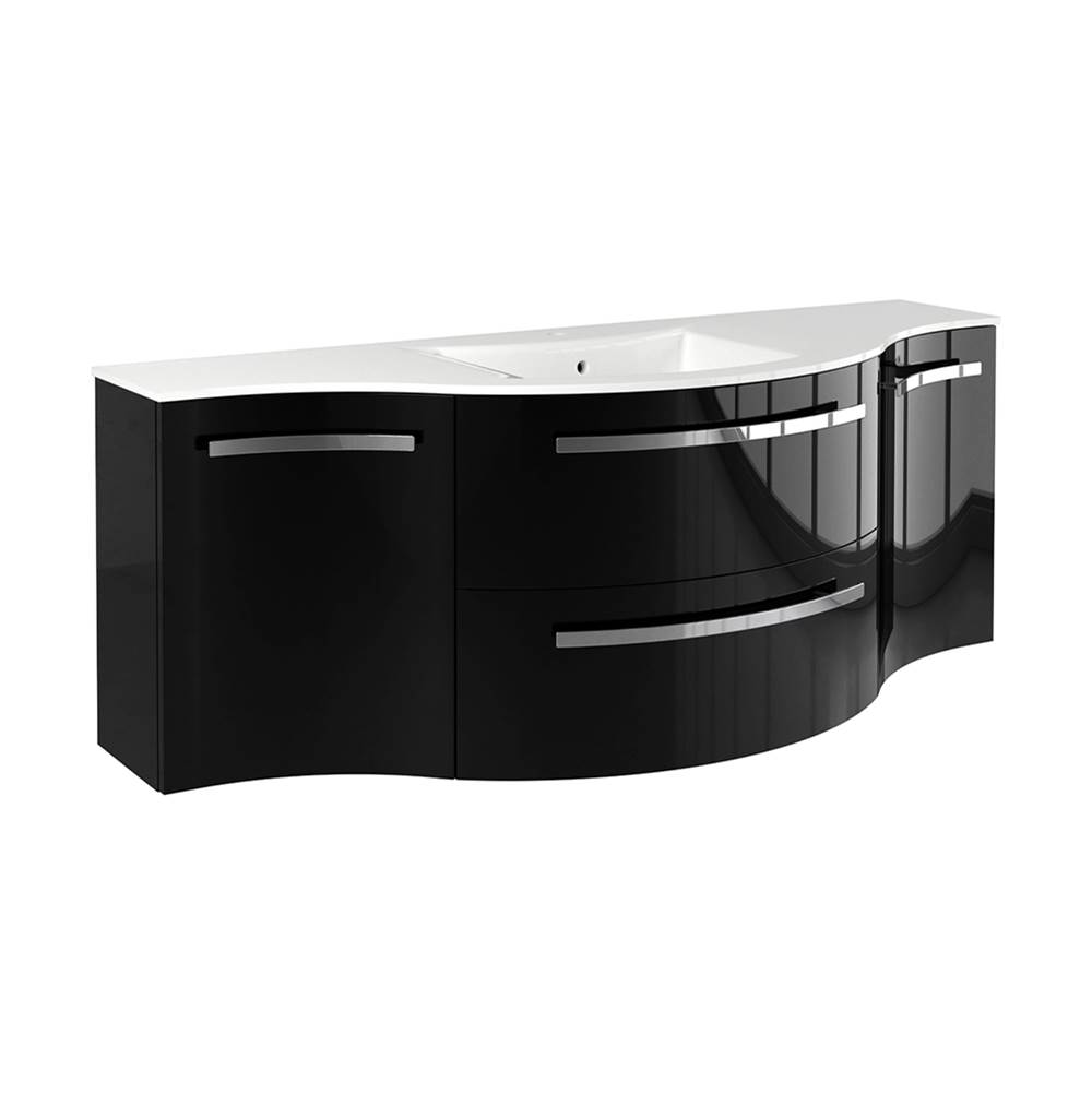 Latoscana Ambra 57'' Vanity With Left And Right Concave Cabinets In Black