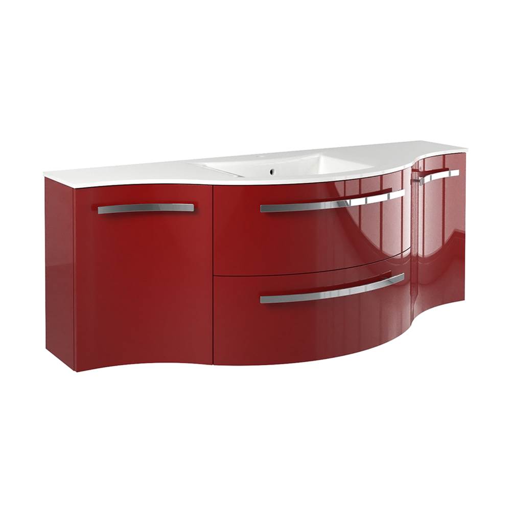 Latoscana Ambra 57'' Vanity With Left And Right Concave Cabinets In Red
