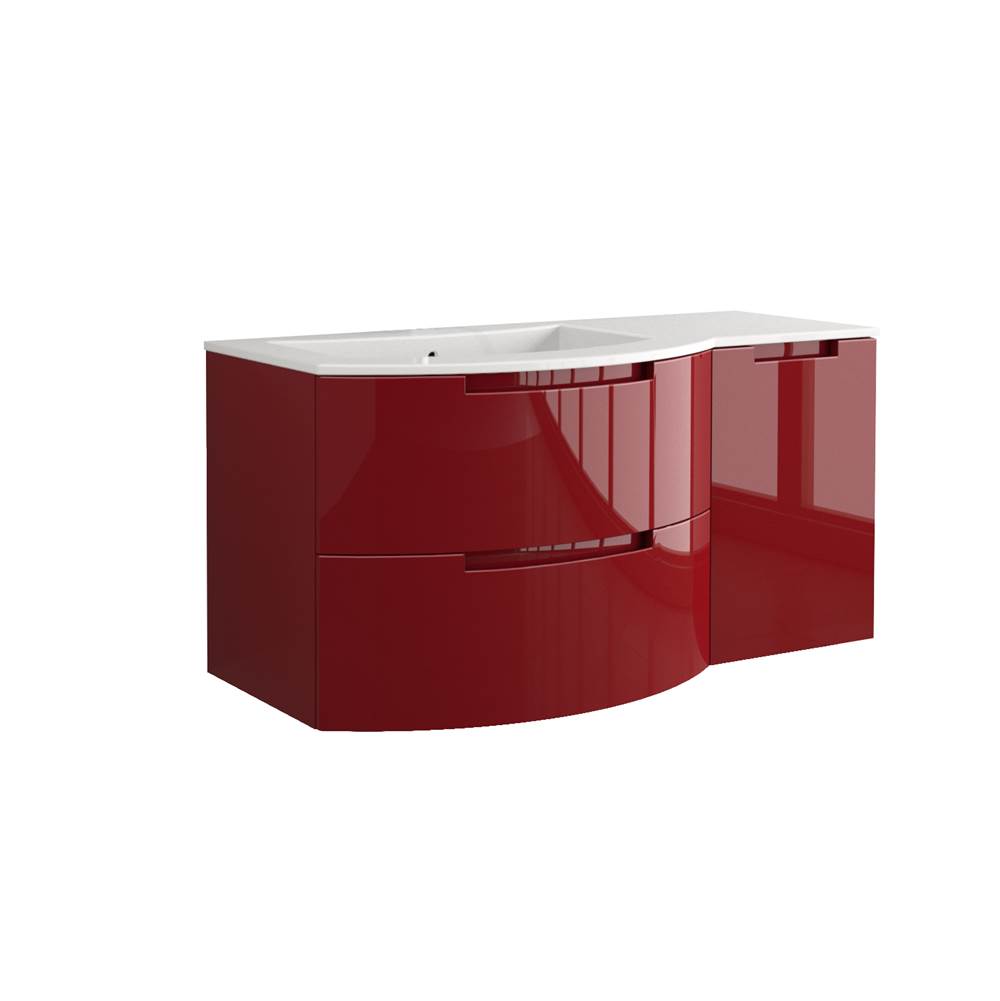 Latoscana Oasi 43'' Vanity With Right Side Cabinet In Red