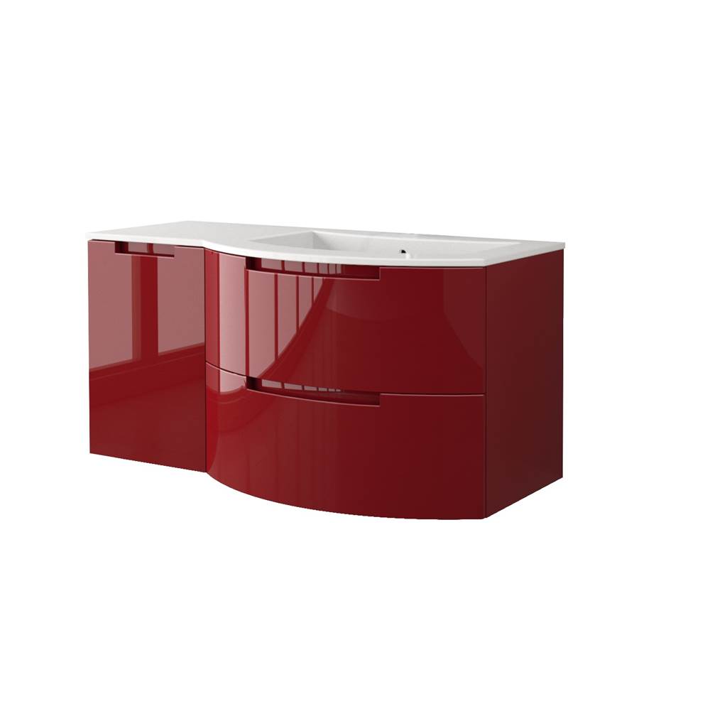 Latoscana Oasi 53'' Vanity With Left Side Cabinet In Red