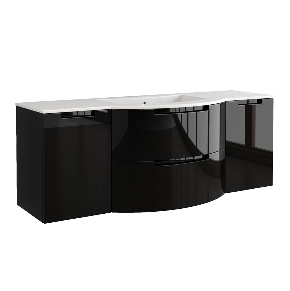 Latoscana Oasi 57'' Vanity With Both Side Cabinets In Black