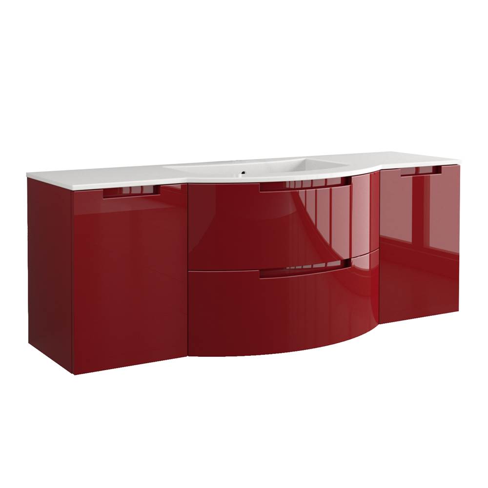 Latoscana Oasi 57'' Vanity With Both Side Cabinets In Red