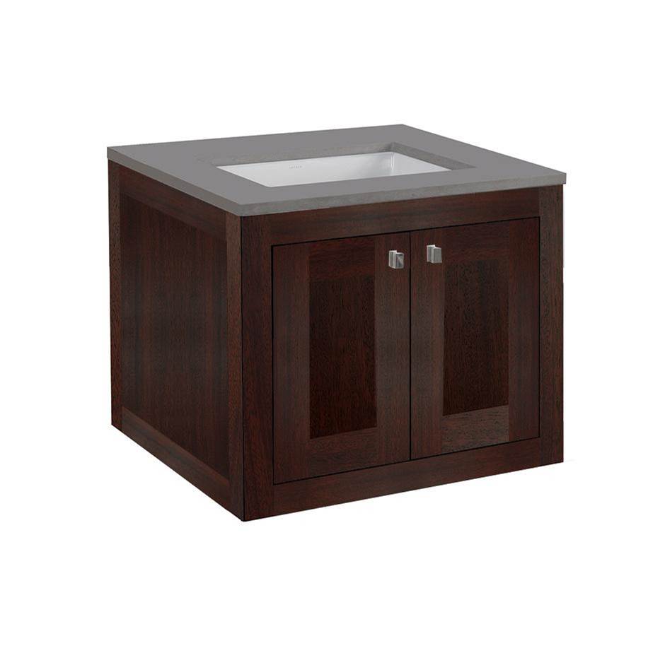 Lacava Wall-mount under-counter vanity with two doors (knobs included).