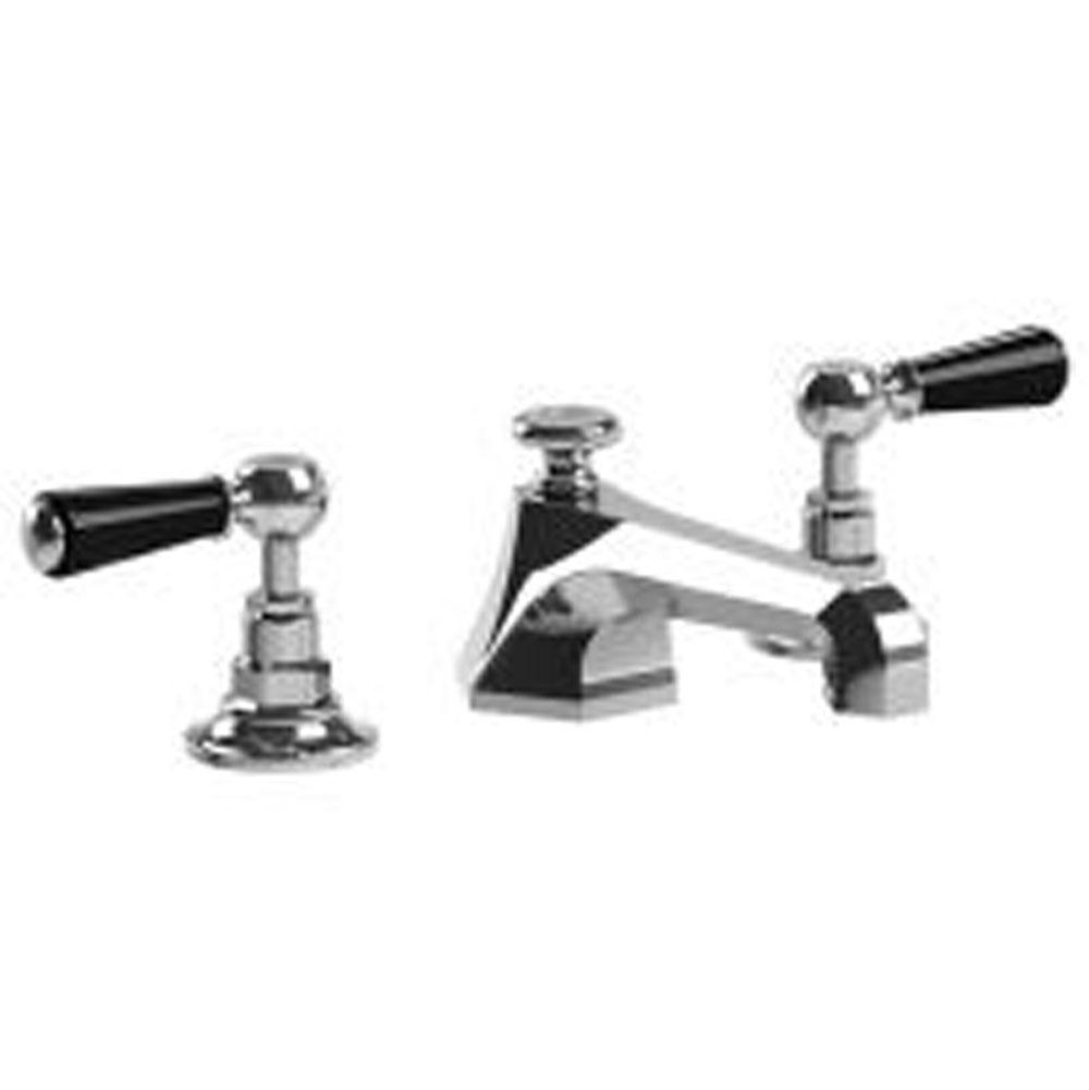 Lefroy Brooks Classic Black Lever Mackintosh 3-Hole Basin Mixer With Pop-Up Waste, Silver Nickel