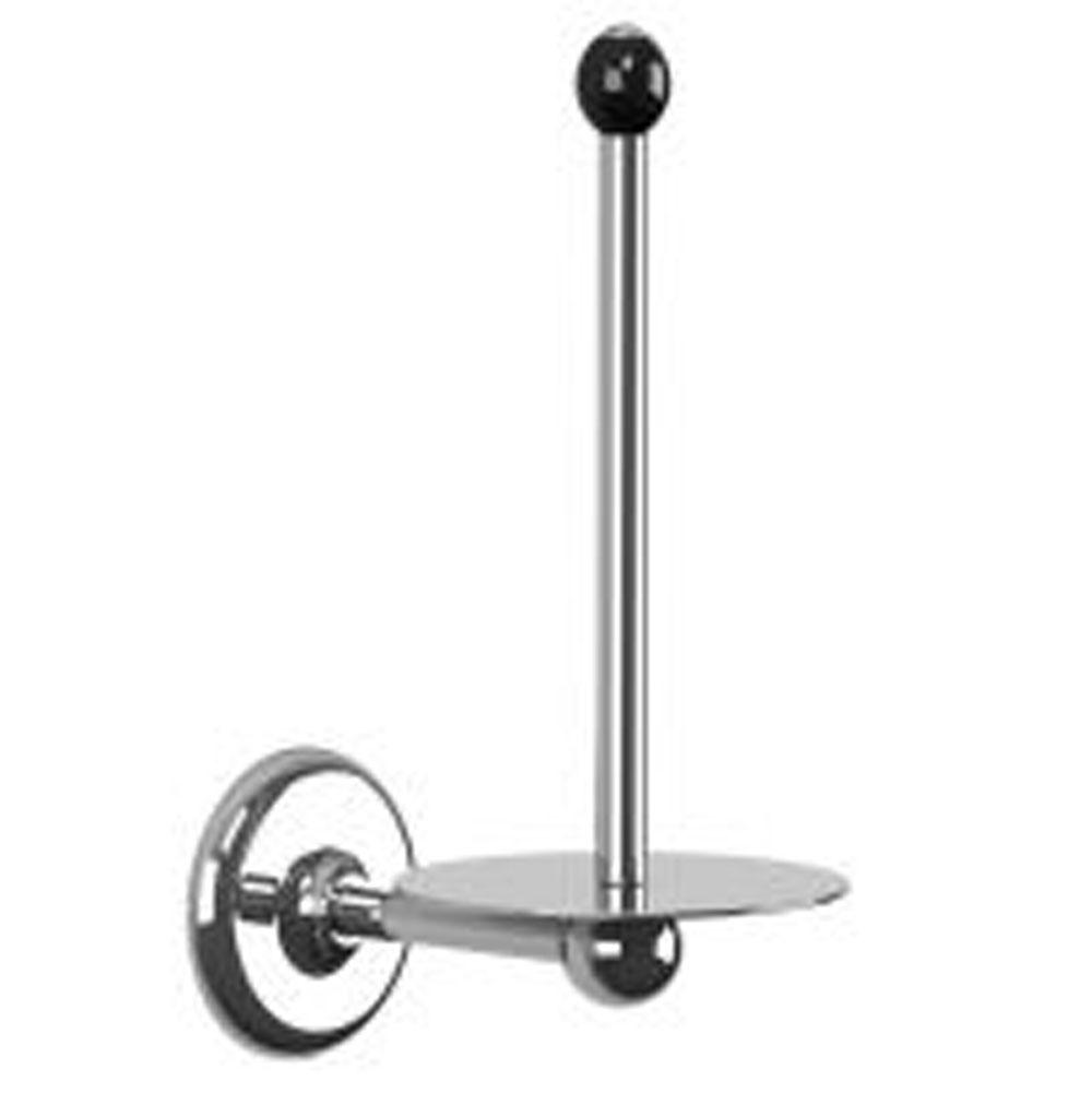 Lefroy Brooks Classic Spare Loo Roll Holder With Black Acorn, Polished Chrome