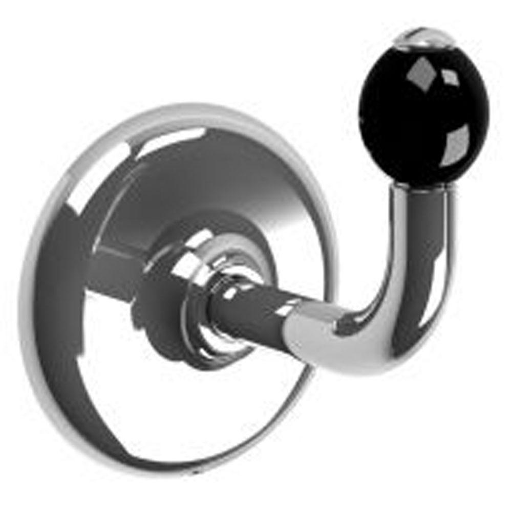 Lefroy Brooks Classic Single Robe Hook With Black Acorn, Silver Nickel