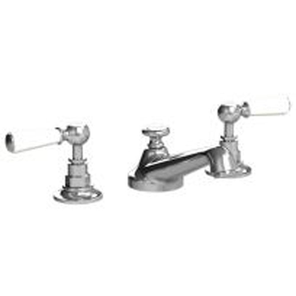 Lefroy Brooks Classic 3-Hole Basin Mixer With White Levers & Pop-Up Waste, Silver Nickel