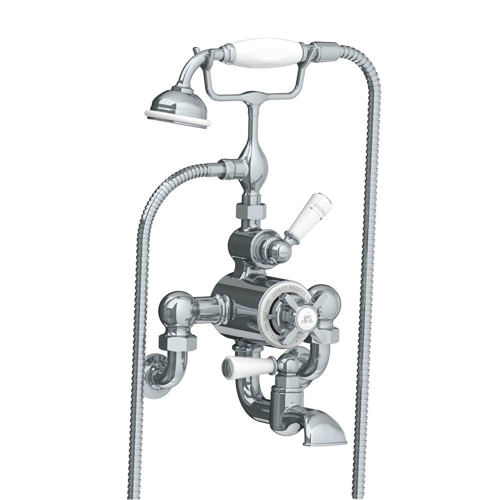 Lefroy Brooks Exposed Classic Wall Mounted Thermostatic Bath & Shower Mixer With Cradle & Handset, Polished Chrome
