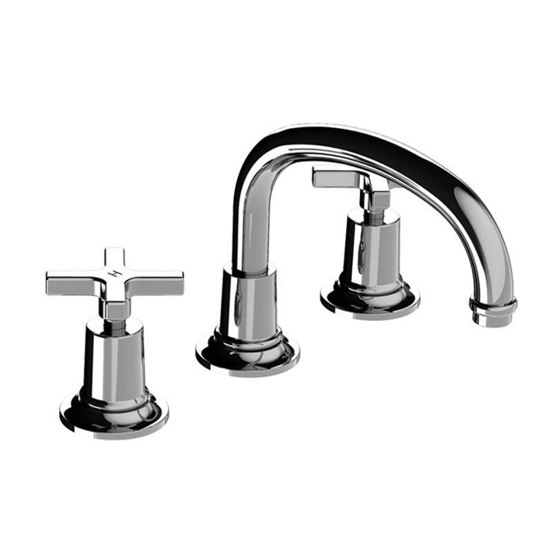 Lefroy Brooks Fleetwood Cross Handle 3-Hole Basin Mixer With Low-Level Spout, Brushed Nickel