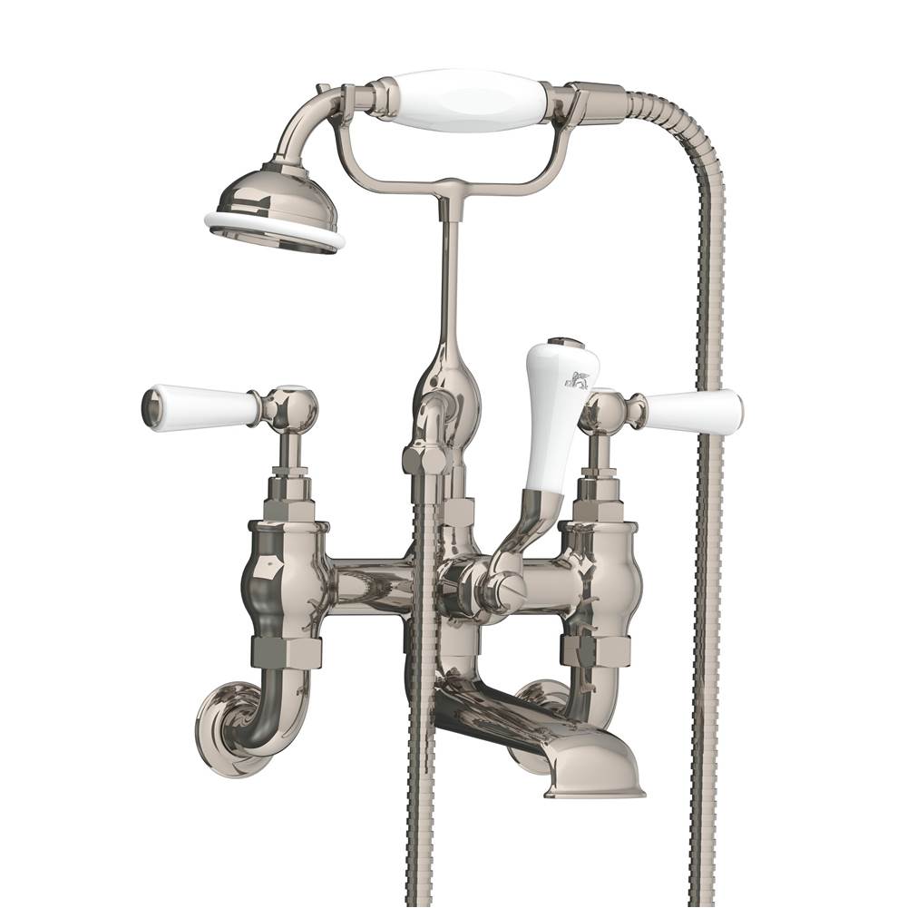 Lefroy Brooks Classic White Lever Wall Mounted Bath/Shower Mixer, Silver Nickel