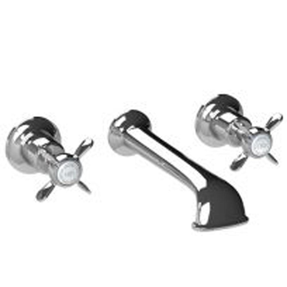 Lefroy Brooks Classic Cross Handle Wall Mounted Basin Mixer Trim To Suit R1-4028 Rough, Polished Chrome