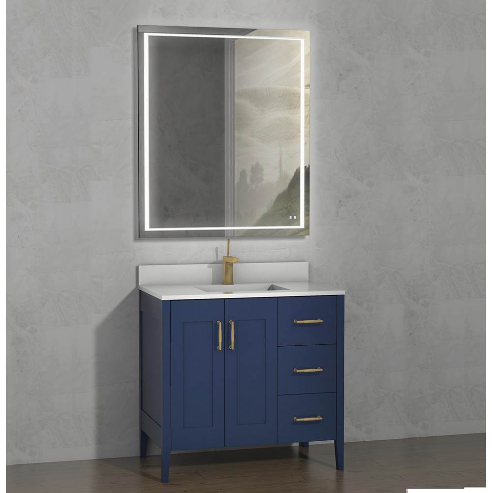 Madeli Encore 36''. Sapphire, Free Standing Cabinet, Brushed Nickel Handles (X5), 35-5/8''X 22''X 34''