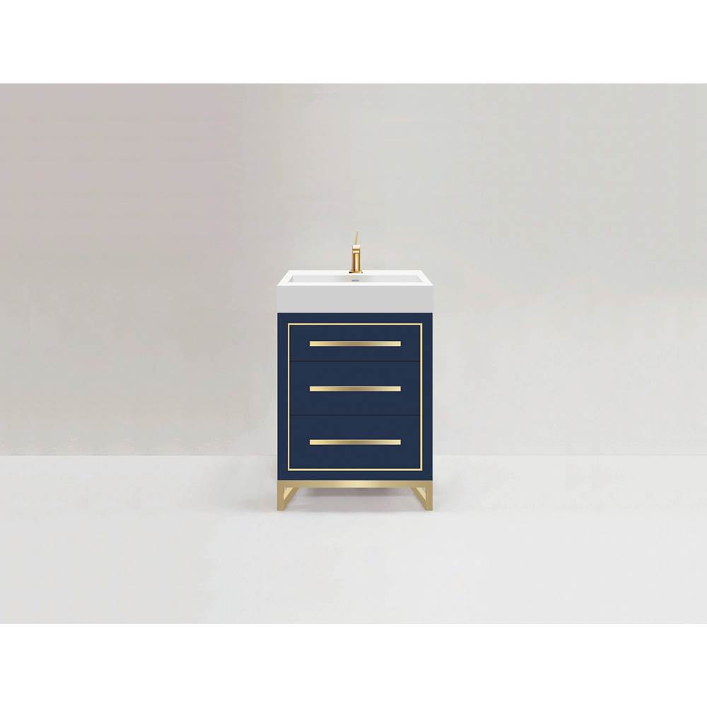 Madeli Estate 24''. Sapphire, Free Standing Cabinet, Brushed Nickel, Handles(X3)/C-Base(X1)/Inlay, 23-5/8''X 22''X33-1/2''