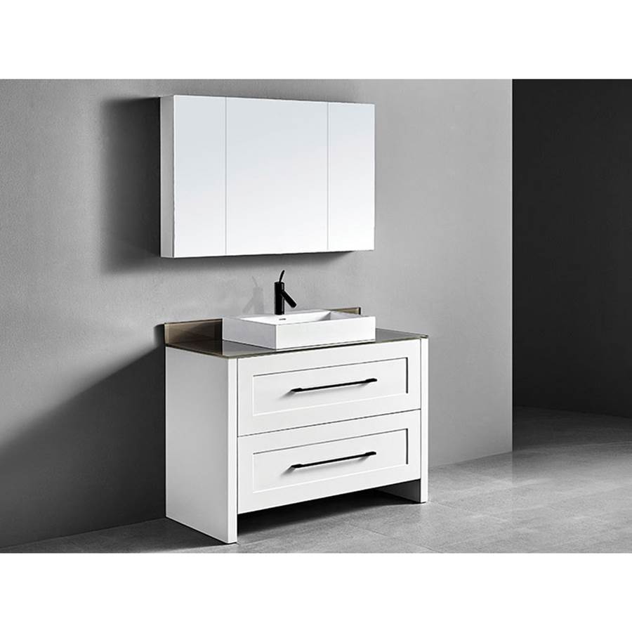 Madeli Retro 48''. White, Free Standing Cabinet.1-Bowl, Polished Chrome Handles (X2), 47-5/8''X 22''X33''